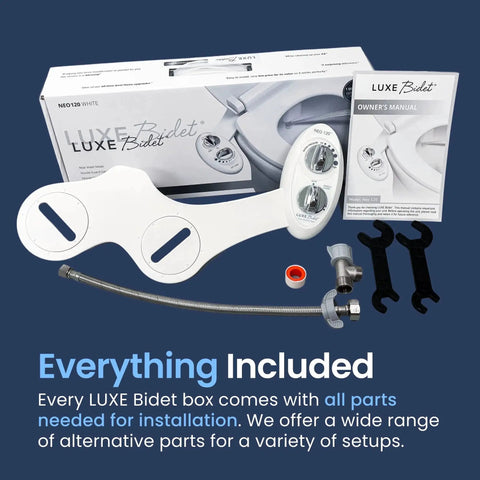 Rear Wash Non Electric Bidet Attachment With Self Cleaning Nozzle Toilet Seat installation kit with tools and manual.