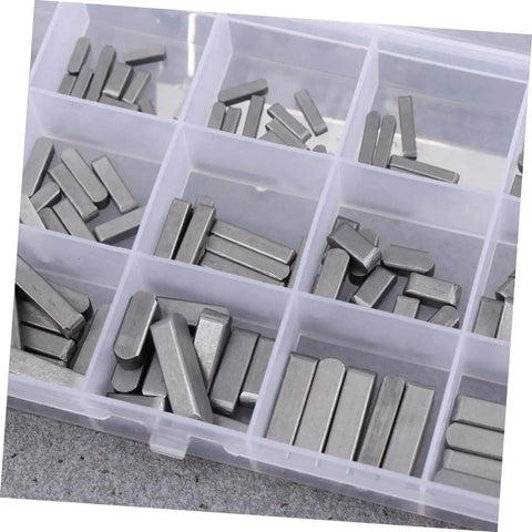Pro Grade Square Parallel Pin Set With Flat Head Machine Pins, 140-Piece Assortment shown in plastic organizer, lightweight steel.