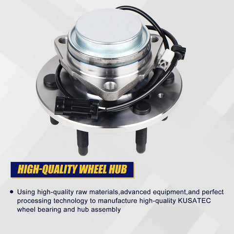 2Pack Front Wheel Hub And Bearing Assembly For Chevy Silverado Express Tahoe Avalanche Suburban Cadillac Escalade GMC Savana Yukon XL Sierra 6 Lug 2WD With ABS in metallic finish with wires