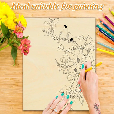 Hand painting on 24 Pack Basswood Sheets 16 By 12 Inches One Eighth Inch Thick Unfinished Wood For Laser Cutting Arts And Crafts.