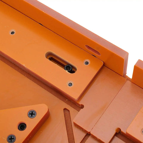 Close-up of the 45 Degree Miter Cutting Jig For Door Frame Trim Cut Guide, highlighting durable phenolic board and precise alignment features.
