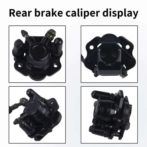 Rear Disc Brake Master Cylinder Caliper With Replaced Disc Brake Pad For 50cc To 125cc ATV Quad Fits TaoTao Peace Motorsports Coolster 3050HD 110cc 125cc Kids Four Wheeler Preinstalled Pads Two Fixing Holes And 63mm Center To Center Mounting