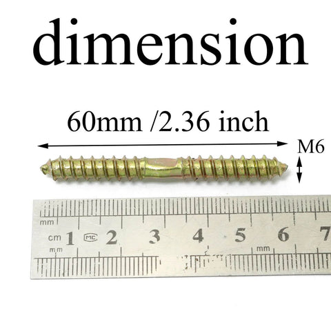 Double Ended Self Tapping Screws Set M6x60mm, 24 Pcs with ruler for dimension reference, close-up view of screw.