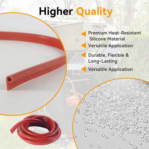 13 Foot High Temperature P Type Silicone Gasket Seal For BBQ Grills Ovens And Smokers, Heat Resistant Up To 500 Fahrenheit