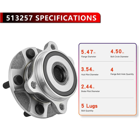 Front Wheel Bearing And Hub Assembly Two Pack Direct Fit For HS250h Scion iM tC Corolla iM Prius V 2010 2018 Replacement Kit