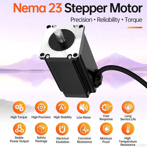 Nema 23 Stepper Motor 2 Phase 1.8 Degree Beefy Torque Bipolar 3.5Nm 495.64 Oz In With 110mm Frame features and benefits chart