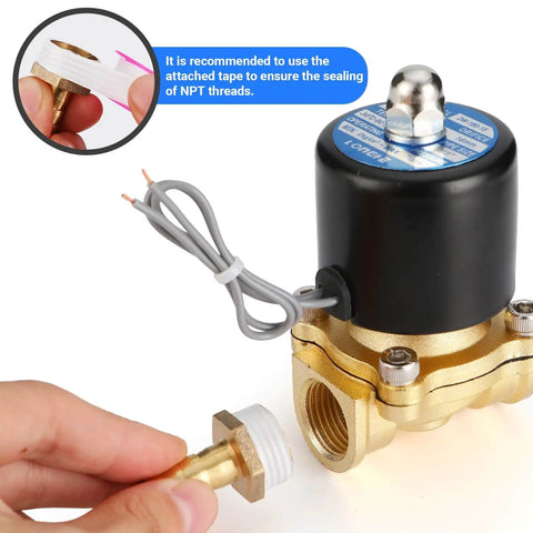Brass Waterproof Electric Solenoid Valve Half Inch NPT DC12V Normally Closed For Water Oil Gas Air