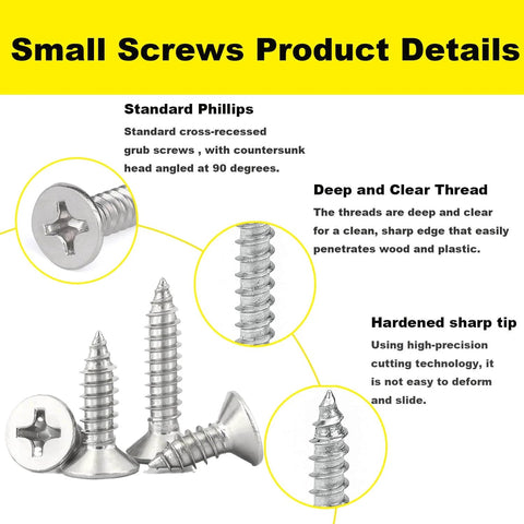 600 Piece Wood Screws Set In Four Sizes, Phillips Flat Head Stainless Steel 304 Assortment For Furniture Cabinets And DIY Enthusiasts, Product Details