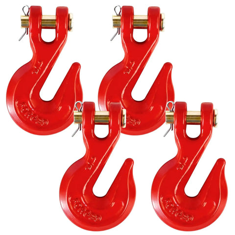 3/8 Inch Clevis Grab Hooks 4 Pack Heavy Duty Grade 70 Forged Steel 7500 Lbs WLL