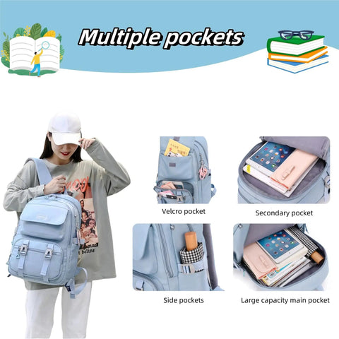Rolling Backpack Luggage With Wheels Trolley Bag For Travel For Girls And Boys showcasing multiple pockets and compartments.