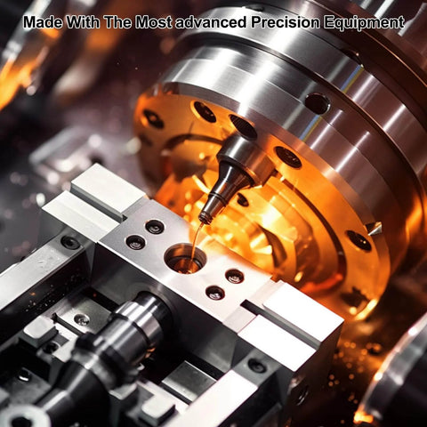 Close-up of precision machinery manufacturing components with advanced equipment in an industrial setting
