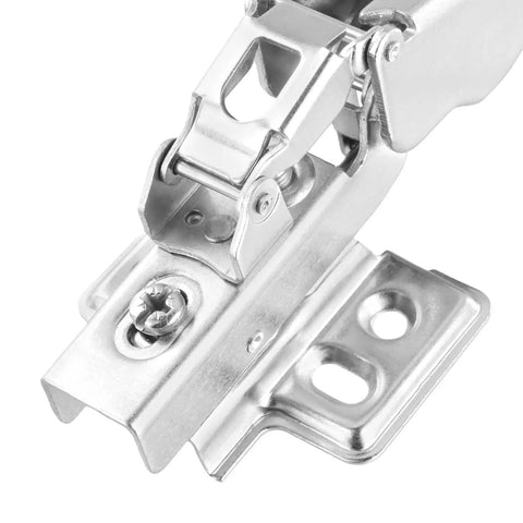 Close-up view of Six Pack 165 Degree Full Overlay Cabinet Door Hinges With Soft Close No Slam Concealed For Corner Cabinets And Lazy Susan Storage Durable Cold Rolled Steel Heavy Duty Mounting For Cupboards, showing hinge mechanism.
