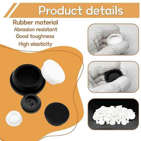 62Pcs Silicone Hole Plugs Set in 6 Sizes White Round Rubber Plugs With Snap Locking in Storage Box for Furniture details