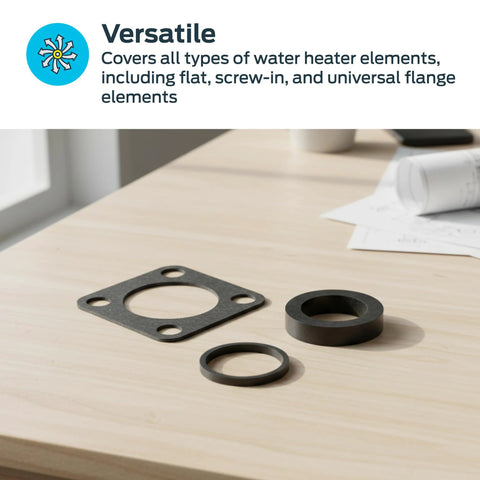 Eastman 60050 universal water heater element gasket kit, black; includes square flange gasket and two round gaskets