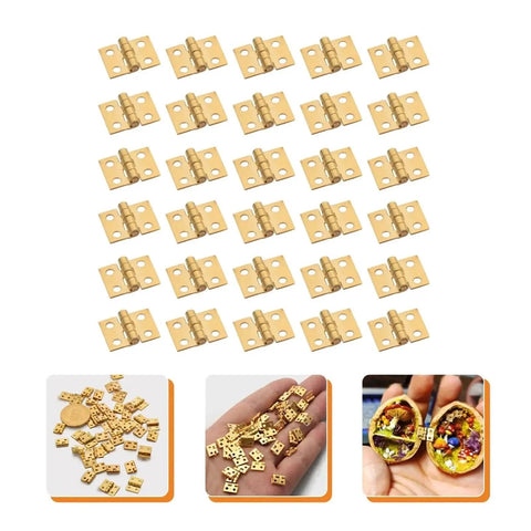 30 Pack Mini Copper Hinges For Dollhouse And Tiny Wooden Boxes Realistic Small Hinge Hardware One Color Finish