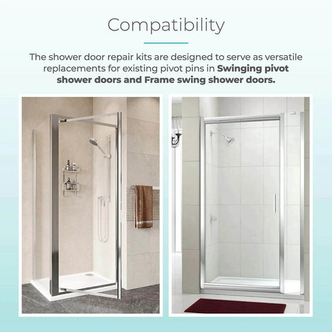 Shower Door Repair Kit With Pivot Pins And Bushings For Framed And Swing Doors stainless steel pivot pins in glass shower enclosures.