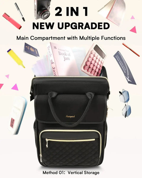 Rolling Backpack With Wheels For Women, 2 In 1 Vertical And Horizontal Storage, Flip Top Design, water resistant, Arcoyard