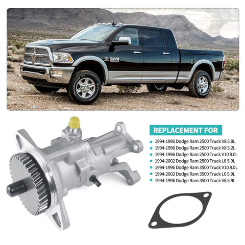 Automotive AULINK gear-driven mechanical vacuum pump with gasket, OE replacement for 1994–2002 Dodge Ram 2500/3500 5.9L Cummins