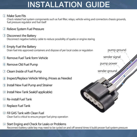 Installation guide for Drop-In Fuel Pump Assembly For 2005-2015 Chrysler 300, 2008-2015 Challenger, 2007-2015 Charger, 2005-2008 Magnum.