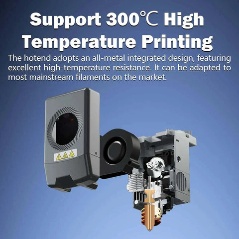 Fits AD5X 3D Printer Upgraded 0.4mm All Metal Hotend Nozzle Kit for high-temp printing, showcasing assembled extruder and nozzle design