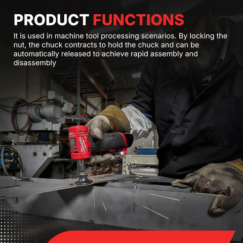 Worker using die grinder with Pro Grade Self Releasing Collet And Locking Nut Assembly 1/4 Inch Replacement Part for precision cutting