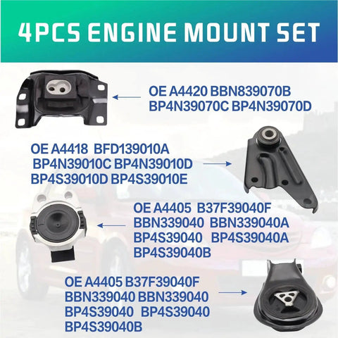 Engine And Transmission Mount Kit For 2010 2013 Mazda 3 2.0L Automatic Transmission Direct Fit Set Of 4 High Quality OE Replacement Mounts