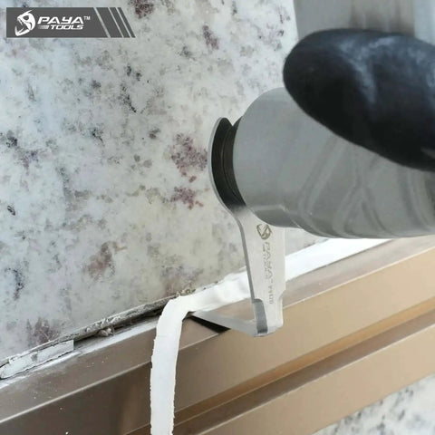 Pneumatic Windshield Removal Knife For Auto Glass Sealant Cutter Blade Quick Release Oscillating Scraper With L Shaped Access in use