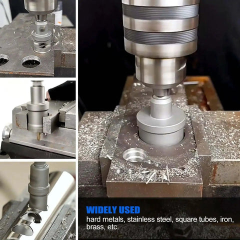 Carbide Hole Saw Kit For Metal 16 Pcs TCT Heavy Duty Hole Cutter Set 5/8 To 2 1/4 Inch in use on stainless steel