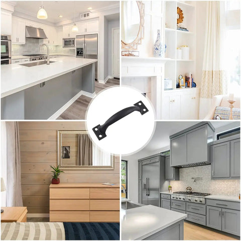 4 Pack Vintage 4 Inch Barn Door Pulls And Cabinet Handles Set Screw In Drawer Pulls Black Durable Metal Hardware in various rooms