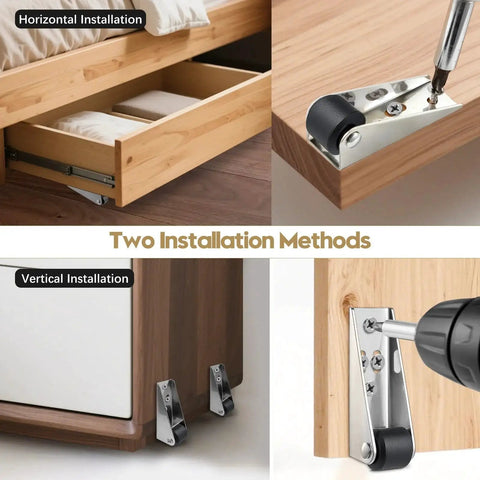 4 Pack Bedroom Door Sinking Repair Caster Wheels 0.9 Inch Multifunctional Low Profile Casters installation methods
