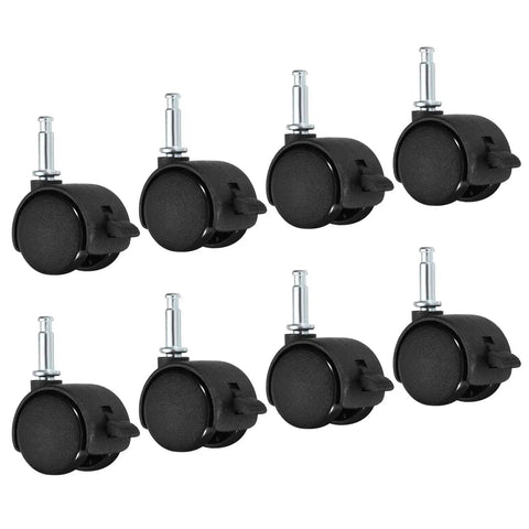 1 Inch Swivel Stem Casters With Brakes 8 Pack Nylon Wheels 360 Degree Insert Swivel Stem For Chairs And Furniture Replacement Black Floor Friendly