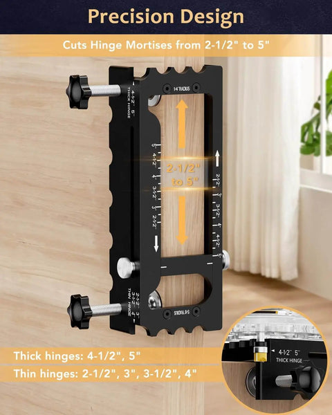 Door Hinge Jig Tool For Router Adjustable Aluminum Mortise Jig Fits Door Hinges From 2.5 To 5 Inches DIY Friendly Black
