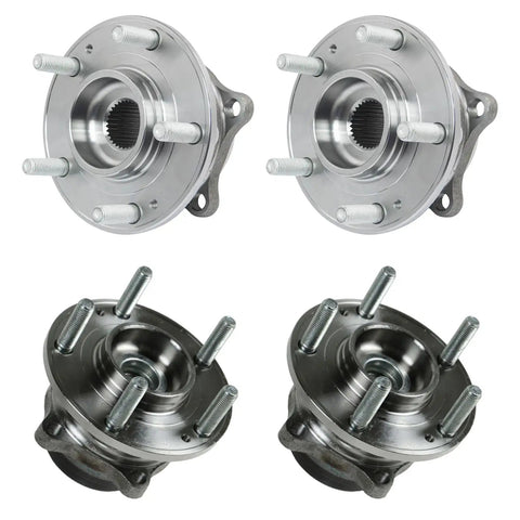 Front And Rear Wheel Bearing And Hub Assembly Set Four Piece Compatible With 07 14 Hyundai Santa Fe Front Wheel Drive