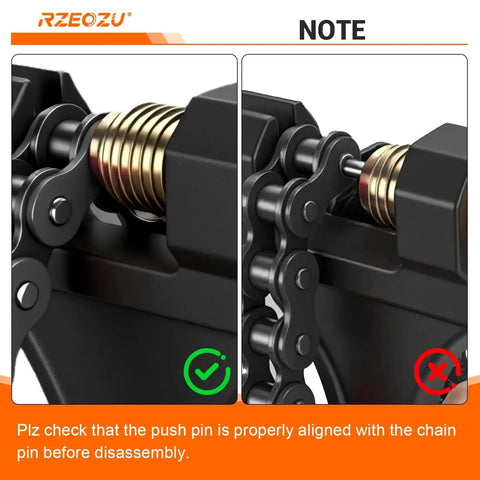 Universal Motorcycle Chain Breaker Tool For 420 530 520 525 428 40 Master Links alignment guide image