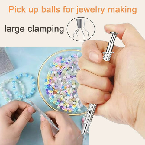 Hand using a ball grabber tool for jewelry making, part of the Piercing Taper Kit For Threadless And Internal Threaded Jewelry Changing Tools.