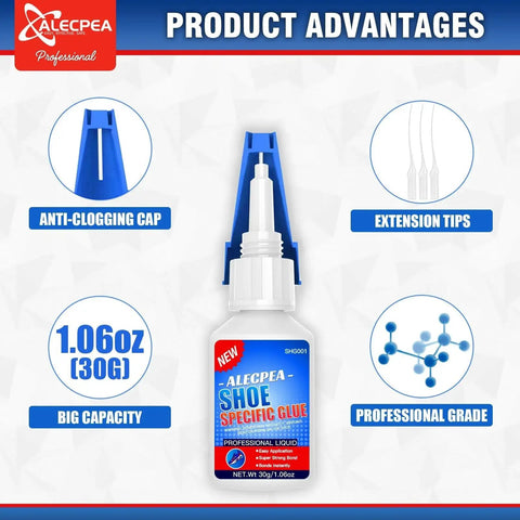 Flexible Instant Adhesive For Sole Repair And Restoration Waterproof Heavy Duty Sneaker Glue in 30g bottle with cap and nozzles