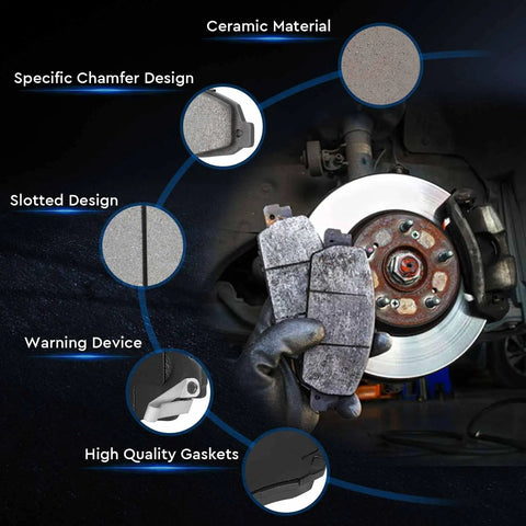 ILONPA ceramic front and rear brake pad set for 2001–2006 Chevy Silverado 1500 HD/2500 HD, 8 pcs with hardware