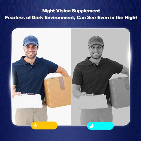 Delivery person holding a box, day and night mode comparison showcasing Video Doorbell System With 8 Inch Touch Screen Monitor's night vision feature.
