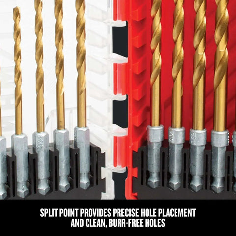 Titanium Nitride Coated 21 Piece Drill Bit And Screwdriver Set For Wood Metal And Plastic With One Quarter Inch Hex Shanks