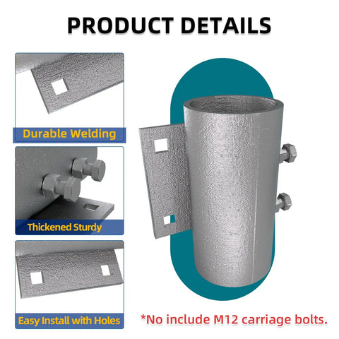 Heavy Duty Dock Pipe Leg Holder For Floating Docks With A 3 Inch Inner Diameter Side Leg Sleeve Six By Five Multi Anchoring Leg Holder With Half Inch Holes 6mm Thick Galvanized Steel No Carriage Bolts Included