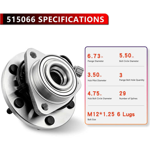 Pair Front Wheel Bearing Hub Assembly For Nissan Pathfinder Armada Titan Infiniti QX56 2004 2005 2006 2007 6 Lugs With ABS