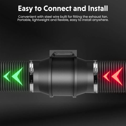 Flexible 4 Inch Dryer Vent Hose 25 Ft Insulated Duct With Steel Wire Helix Heavy Duty shown with installation arrows
