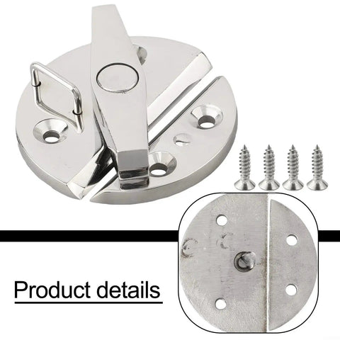 Boat hatchway turn button latch made of marine-grade 316 stainless steel, round base, with 4 screws