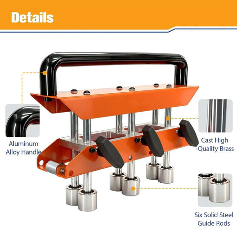 Sheet Metal Roller Bender For 0 To 90 Degrees, Dual Station Edge Roller Kit close-up showing aluminum handle and steel guide rods.
