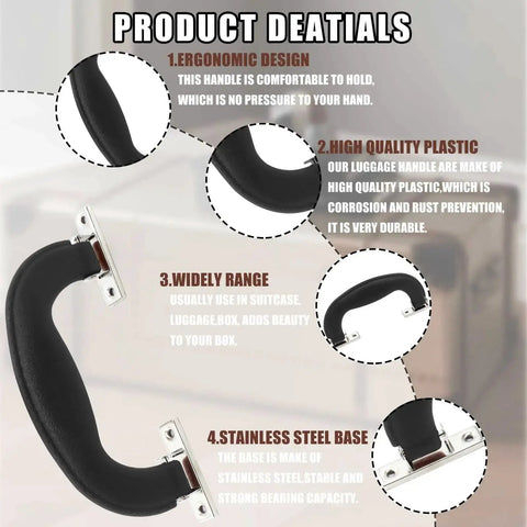 Product details of Black Plastic Luggage Trunk Pull Handles Set Of 6 With Mounting Screws for suitcases and toolboxes.
