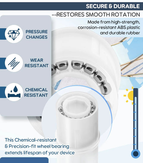 PVX976PK2 replacement wheel bearing kit for Hayward AquaNaut pool cleaners, 2-pack, white plastic housing