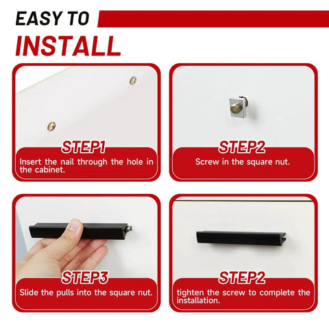 Installation steps for 10 Pieces Adjustable Drawer Pulls And Cabinet Handles Center To Center 1 Inch To 4 Inches Zinc Alloy Red Finish