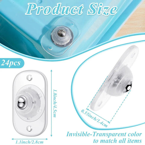24 Pieces Self Adhesive Caster Wheels For Appliances And Cabinets With 360 Degree Swivel Universal Wheel Silent No Fuss Glide