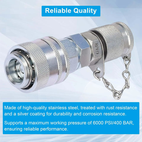 GRYVOZE Adap-Cat hydraulic pressure test coupling kit, G1/8 quick connect, stainless steel, side view