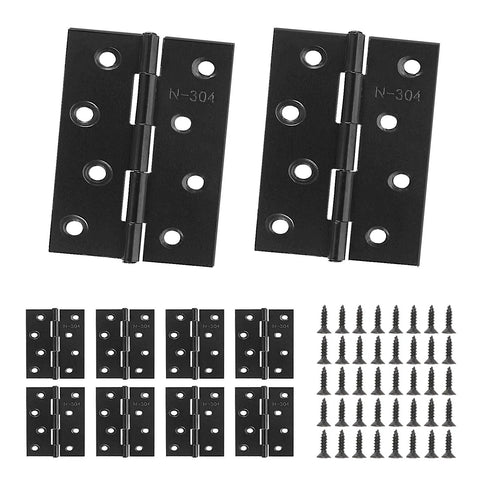 10 Pcs Two Inch Black Stainless Steel Small Door Hinges With Screws Kit For Doors Windows Cabinets Dollhouses Wooden Boxes Toolboxes And Furniture Projects Three Leaf Non Mortised Hinges